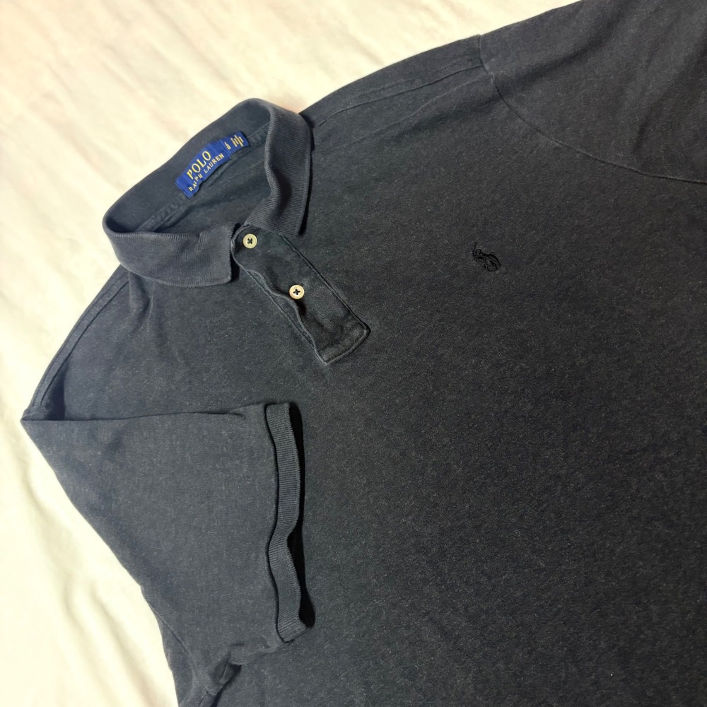 Polo Ralph Lauren Mens Large Charcoal Cotton Short Sleeve Polo Shirt Pony